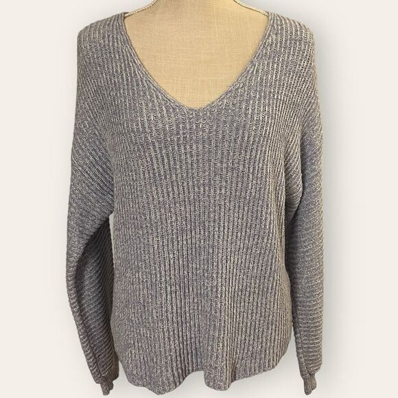 Large, Baby Blue, V Neck Sweater - Z Supply, Cotton & Nylon - Picture 1 of 4